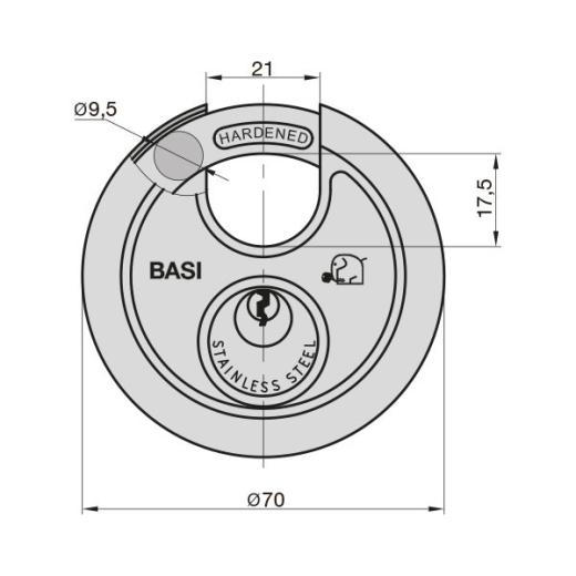 Lucchetto a grillo rotondo RVS 610, grillo 9,5 mm