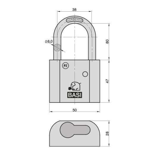 Lucchetto a cilindro semiprofilato VHS PZ