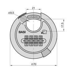 Lucchetto a disco a combinazione RVS 610Z, 9,5 mm