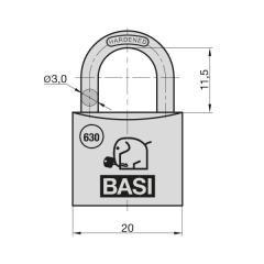 Lucchetto VHS 630 in alluminio con arco da 3mm